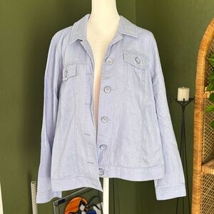 Relativity Powder Cornflower Blue Button Up Collared Jacket